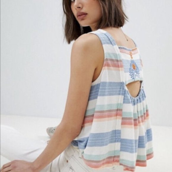 Free People Embroidered, Vintage style Striped Tank | New without tags | M - Picture 9 of 9